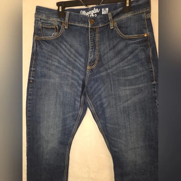 Wrangler Retro Slim Bootcut Jean Mens Dk Blue Denim Sz 36x34 Cowboy Ranch Rodeo - Picture 3 of 10